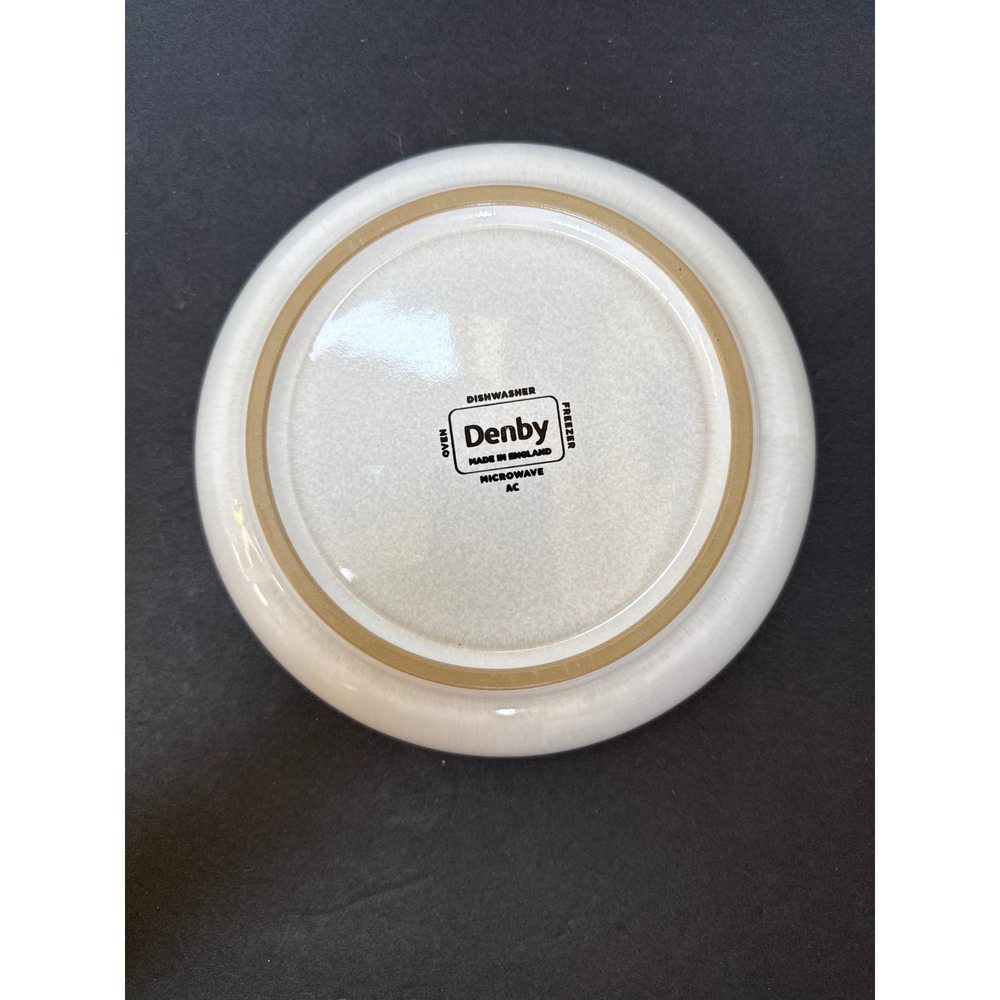 Denby Linen Collection Coupe Pasta Bowl Cream Stoneware Made in England 8 in - Picture 3 of 3